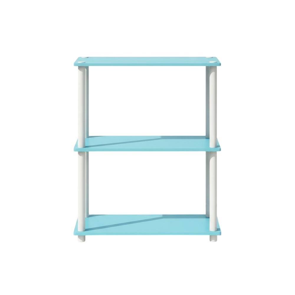 Back. FurniFact - Engineered Wood Bookcase with Adjustable Shelves for Durable Storage - Light Blue/White.