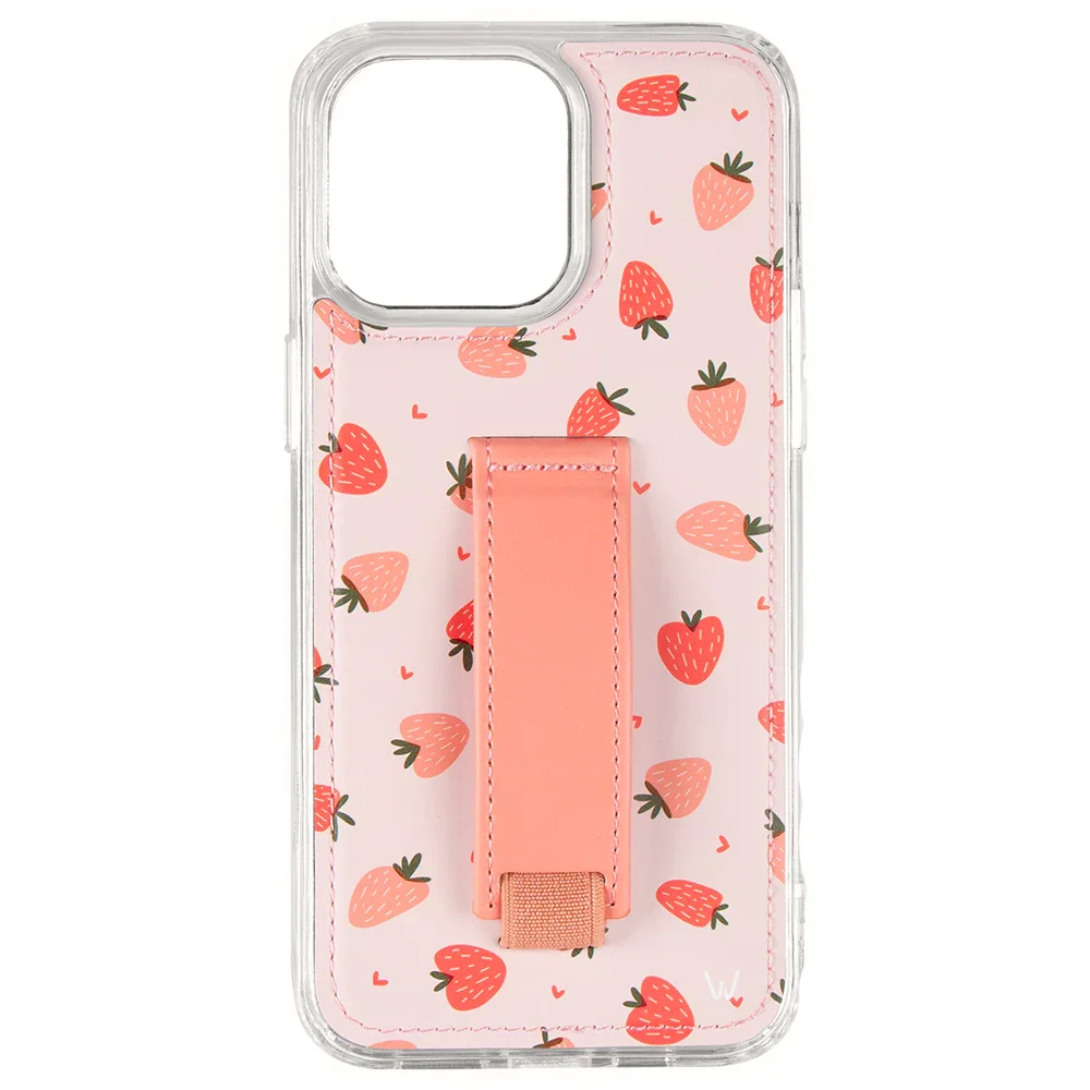 Front. Walli Cases - Walli Cases iPhone 17 Pro Max Walletless Case with Finger Strap - Berry Bliss - Berry Bliss.
