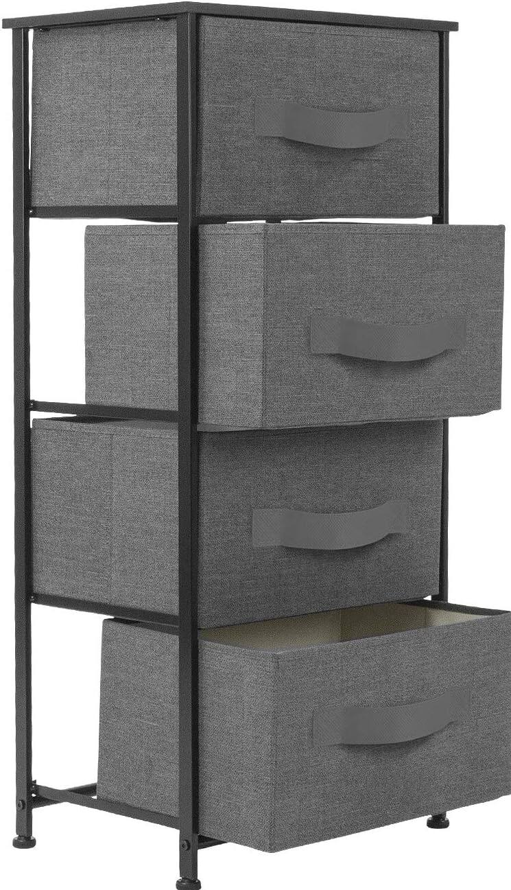 Alt View 5. Sorbus - Sorbus Nightstand with 4 Drawers, Bedside Furniture & Night Stand Dresser with Steel Frame, Wood Top, Fabric Bins - Black.