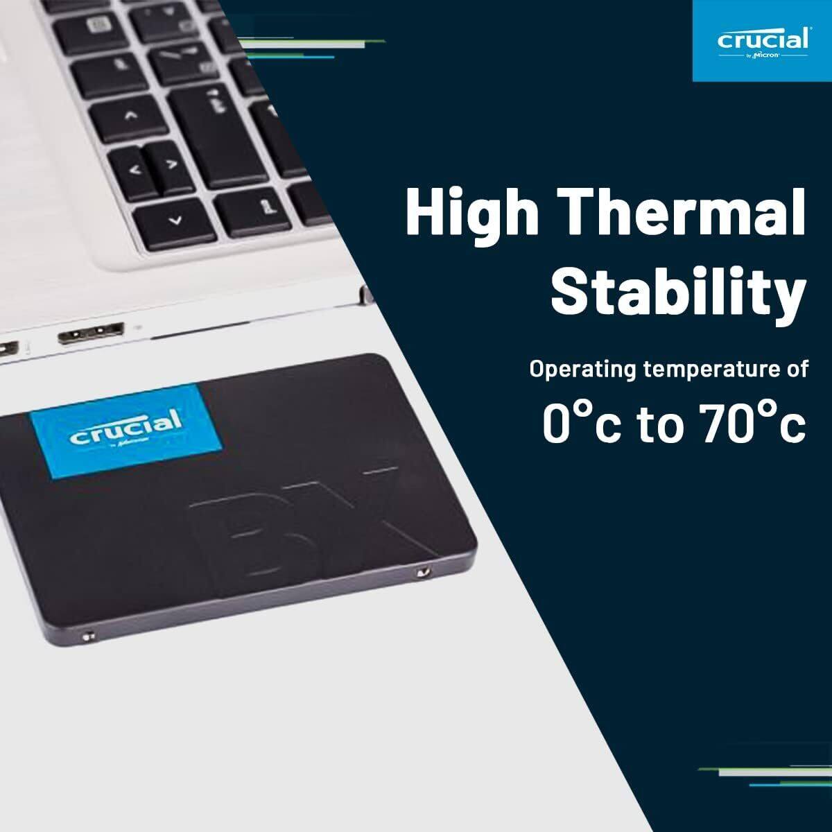 A crucial - pcrn A & 1 < > V crucial 1 High Thermal Stability Operating temperature of 0°C to 70°C