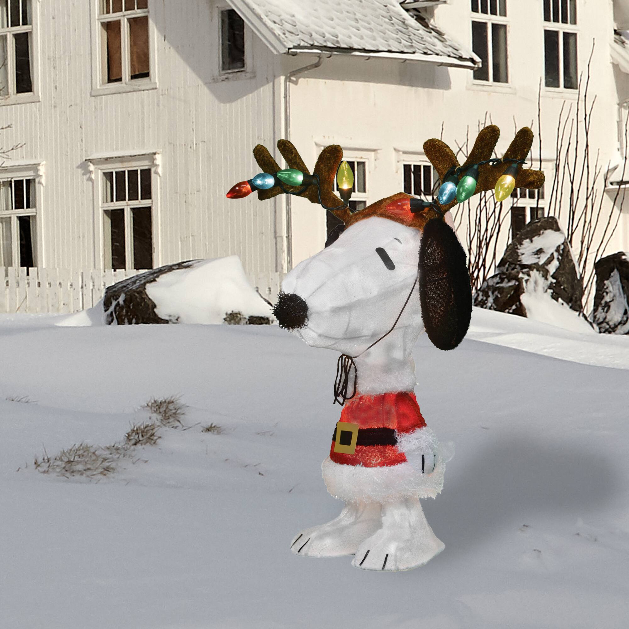 Alt View 3. ProductWorks - ProductWorks Peanuts 26" Snoopy Santa Coat & Antlers Prelit Christmas Yard Decor - Multicolor.