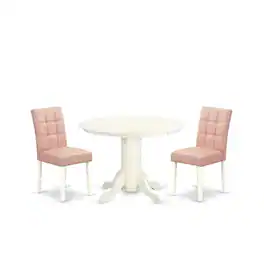 East West Furniture - 3 Piece Dinner Table Set contain A Mid-Century Dining Table - White