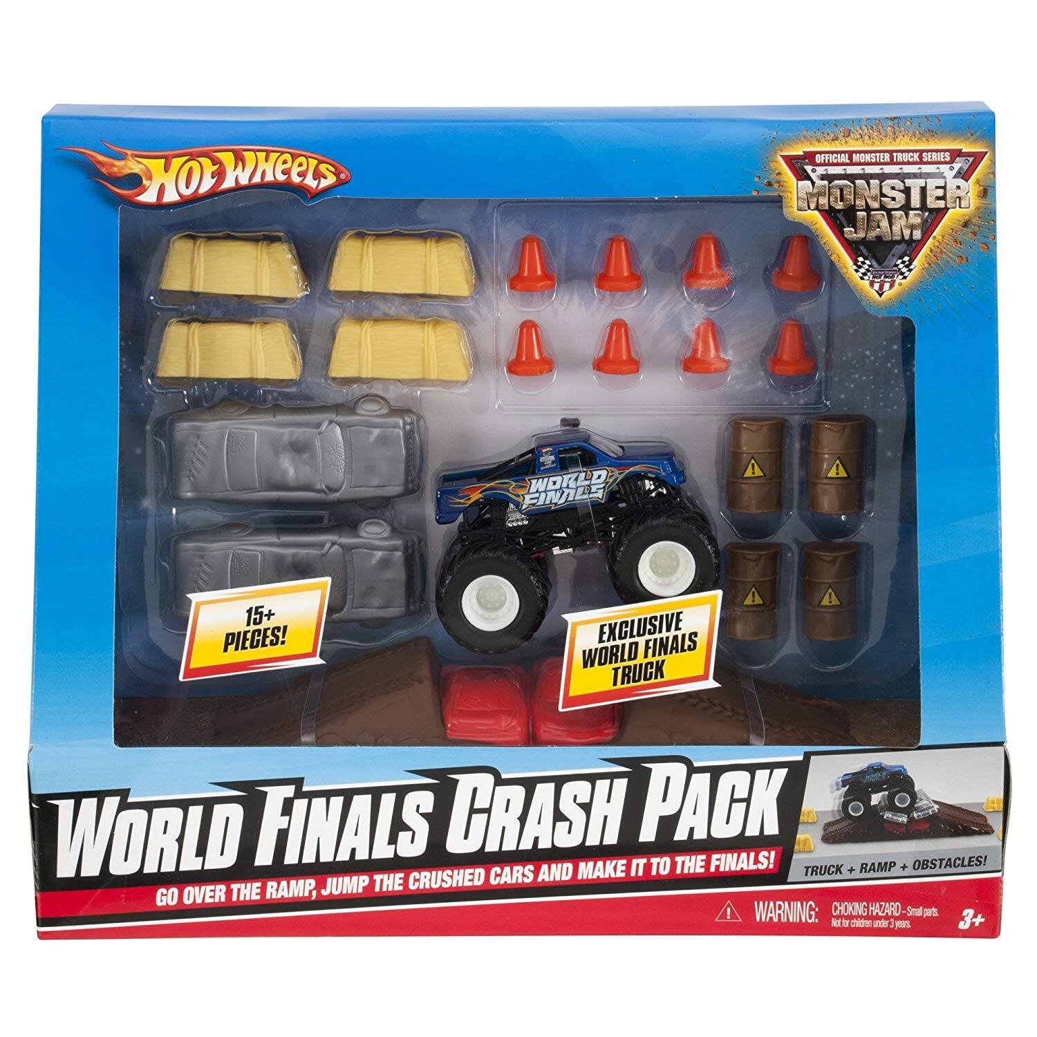 Hot Wheels - Monster Jam World Finals Crash Pack - Build your own obstacle course - Includes one Truck - Multi