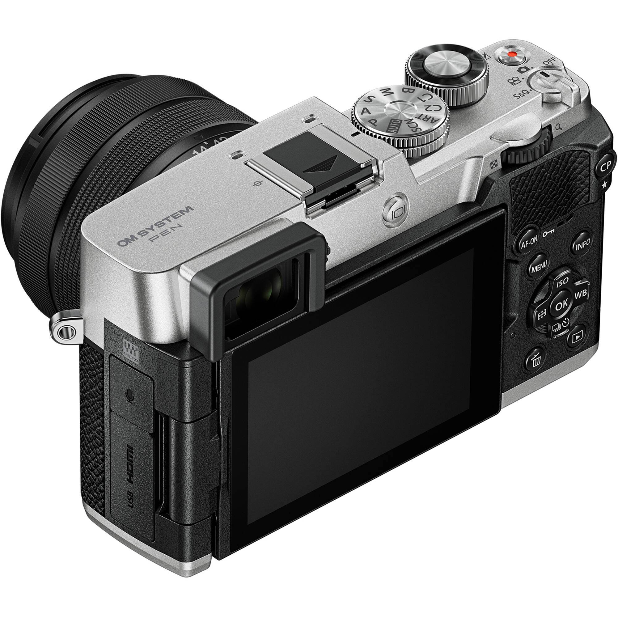 OM SYSTEM PEN  
M S C1 A C2 P AUTO SCN ART  
DI  
OFF S&Q a CP AF-ON INFO MENU ISO WB EEB OK 9 G D  
HDMI USB