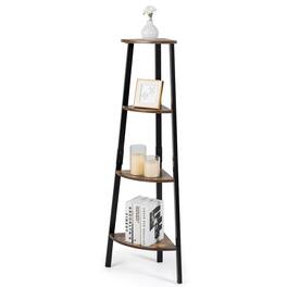 Costway - 4-Tier Corner Shelf Metal Storage Rack Bookcase Plant Display Stand - Brown,black