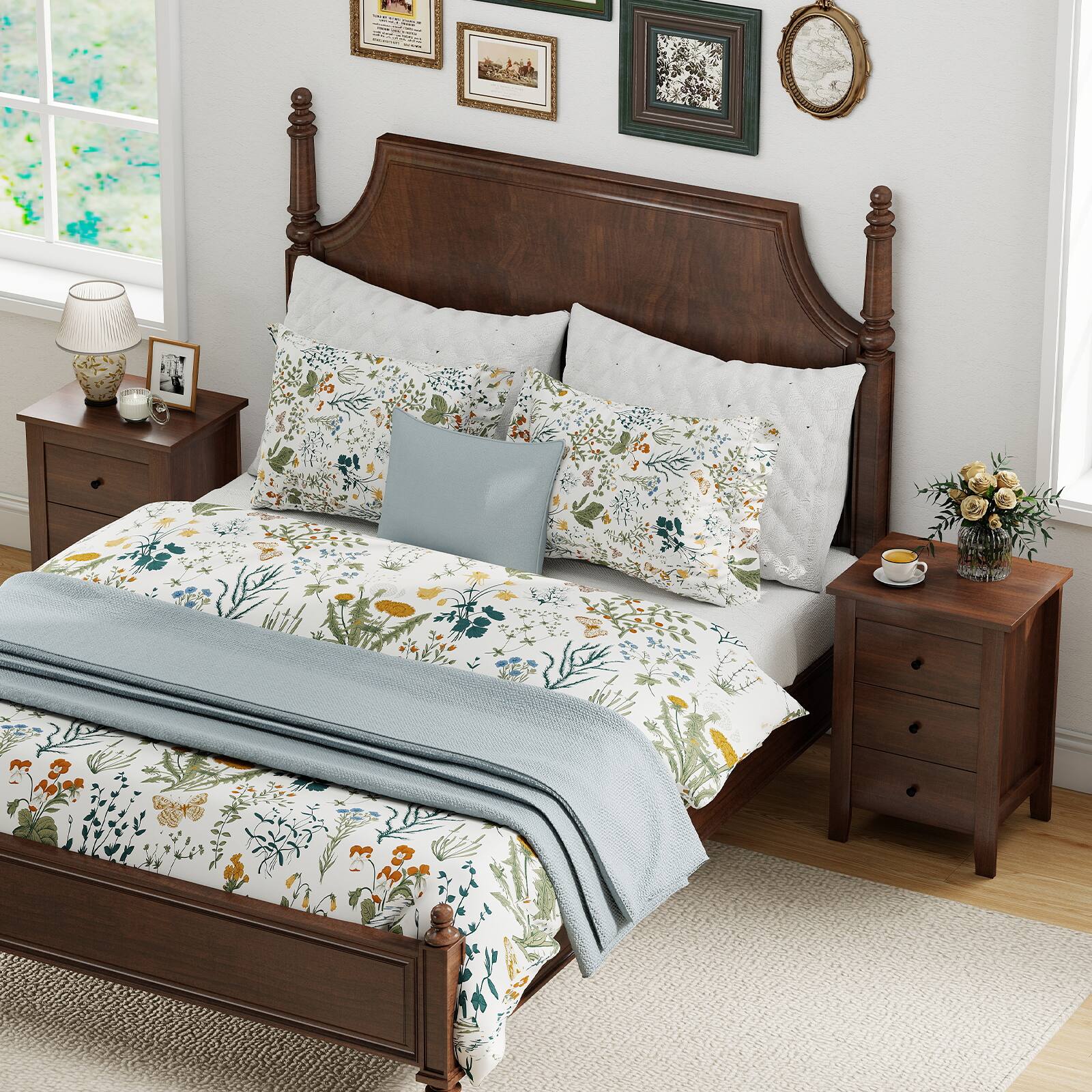 Alt View 4. Costway - Costway 1 PCS Nightstand End Beside Sofa Table Cabinet with 3 Drawers Bedroom Furniture - Brown.