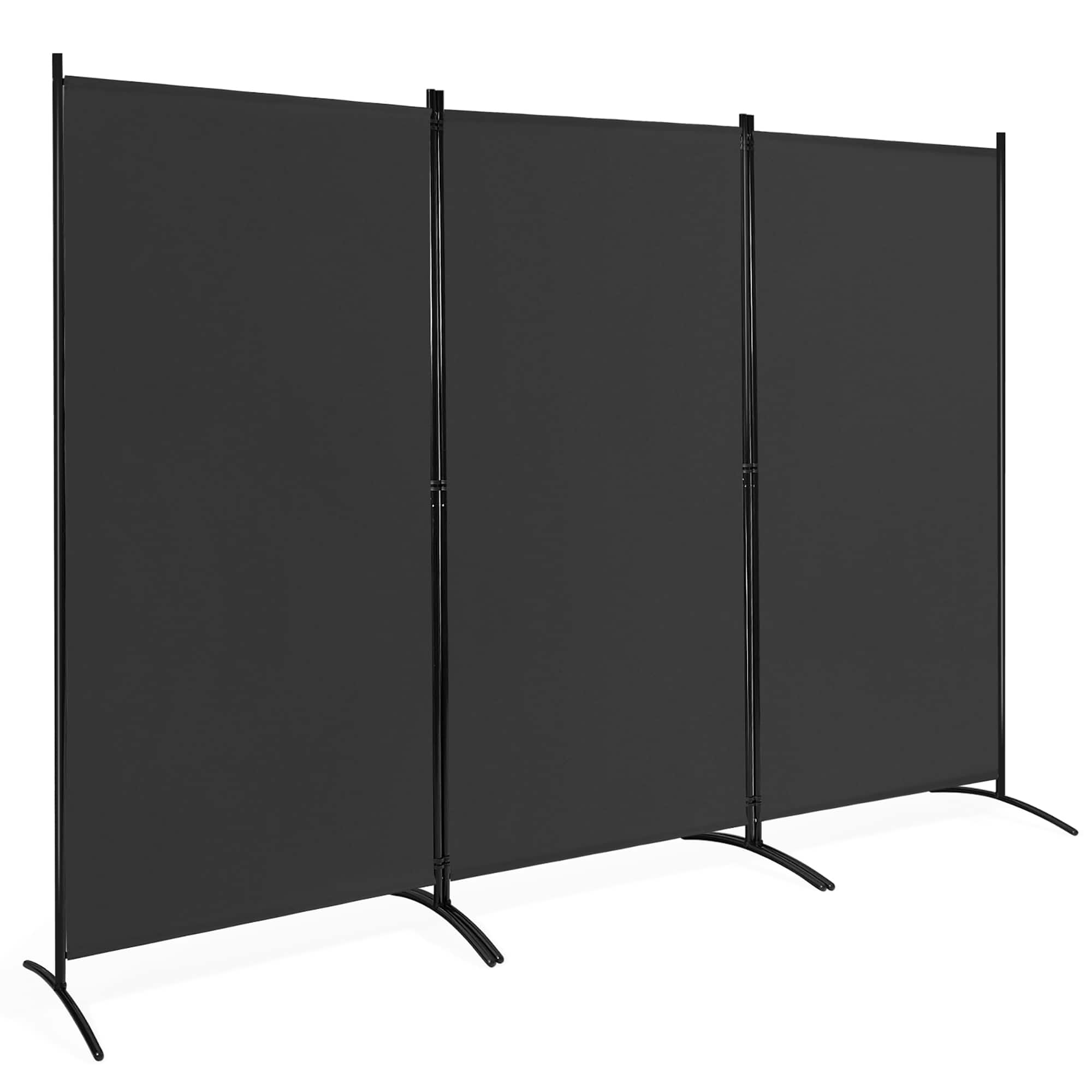 Costway - 3-Panel Room Divider Folding Privacy Partition Screen for Office Room - Black