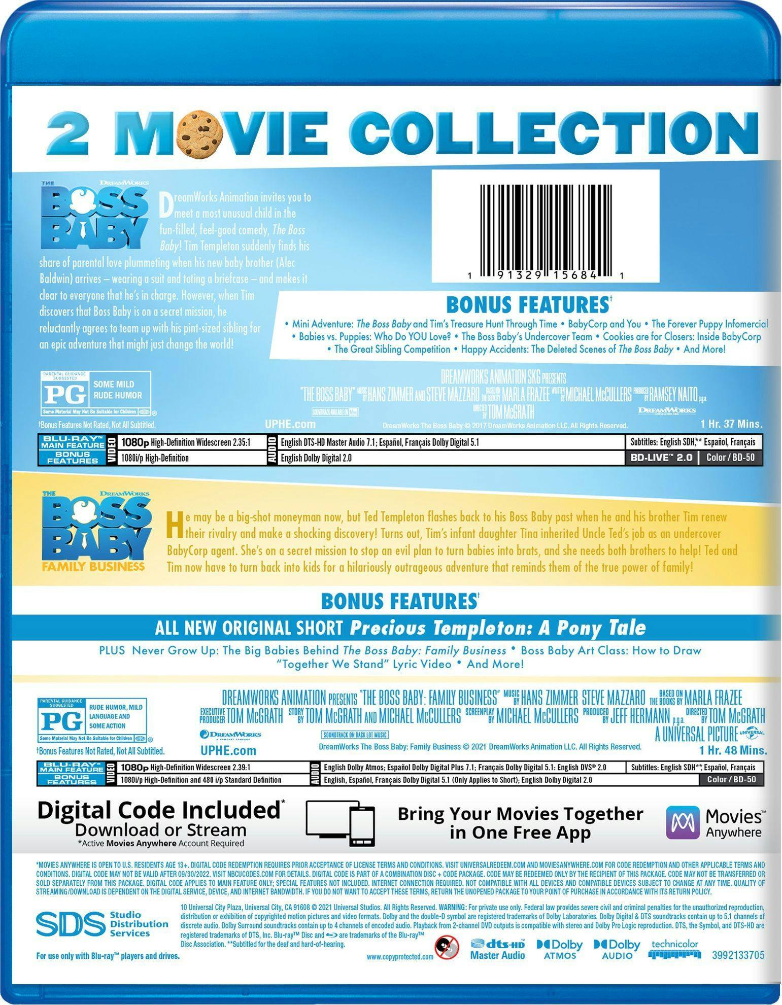 Back. The Boss Baby: 2-movie Collection (Blu-ray Double Feature) [Blu-ray].