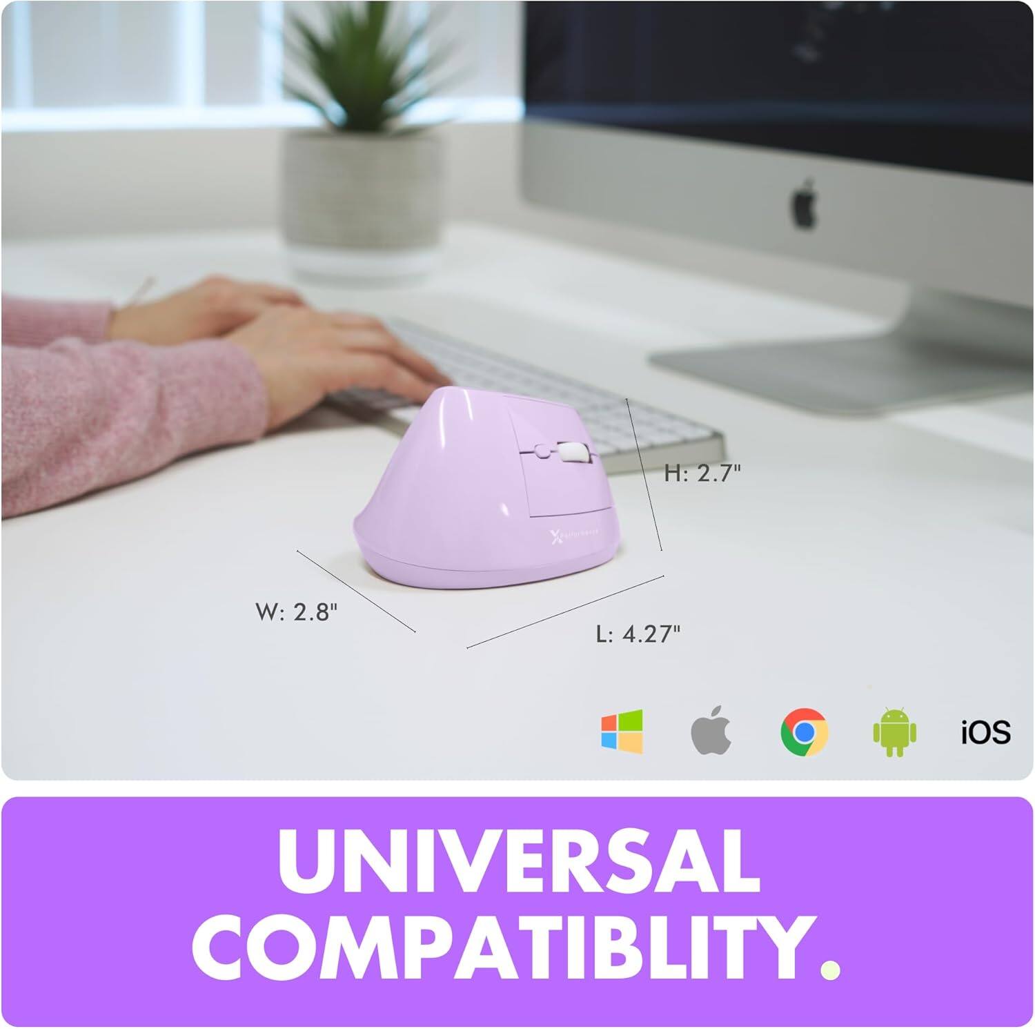 H: 2.7"  
W: 2.8"  
L: 4.27"  
iOS UNIVERSAL COMPATIBILITY.