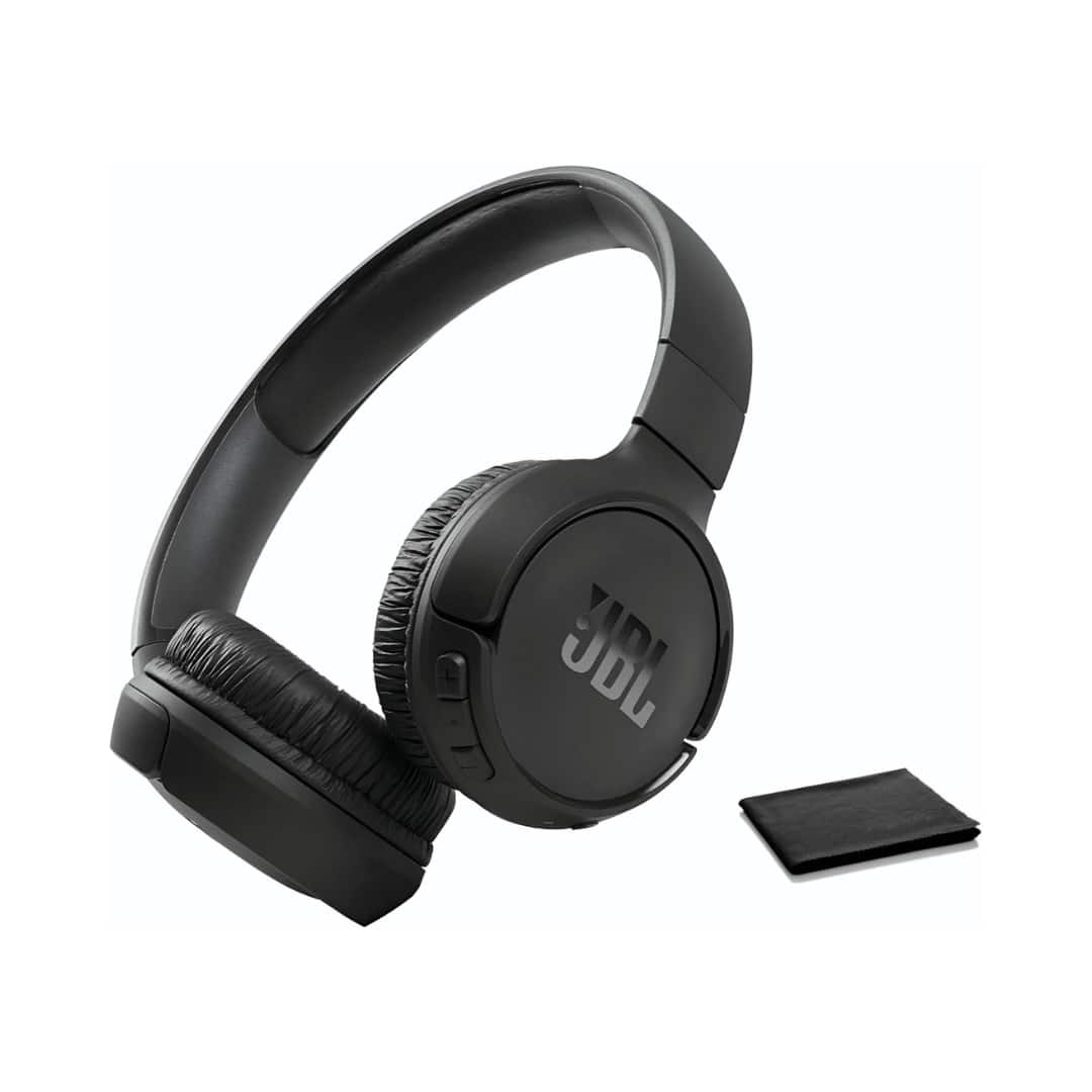 JBL - Tune 570BT Wireless On-Ear Bluetooth Headphones with Pure Bass Sound, Black + Cleaning Cloth