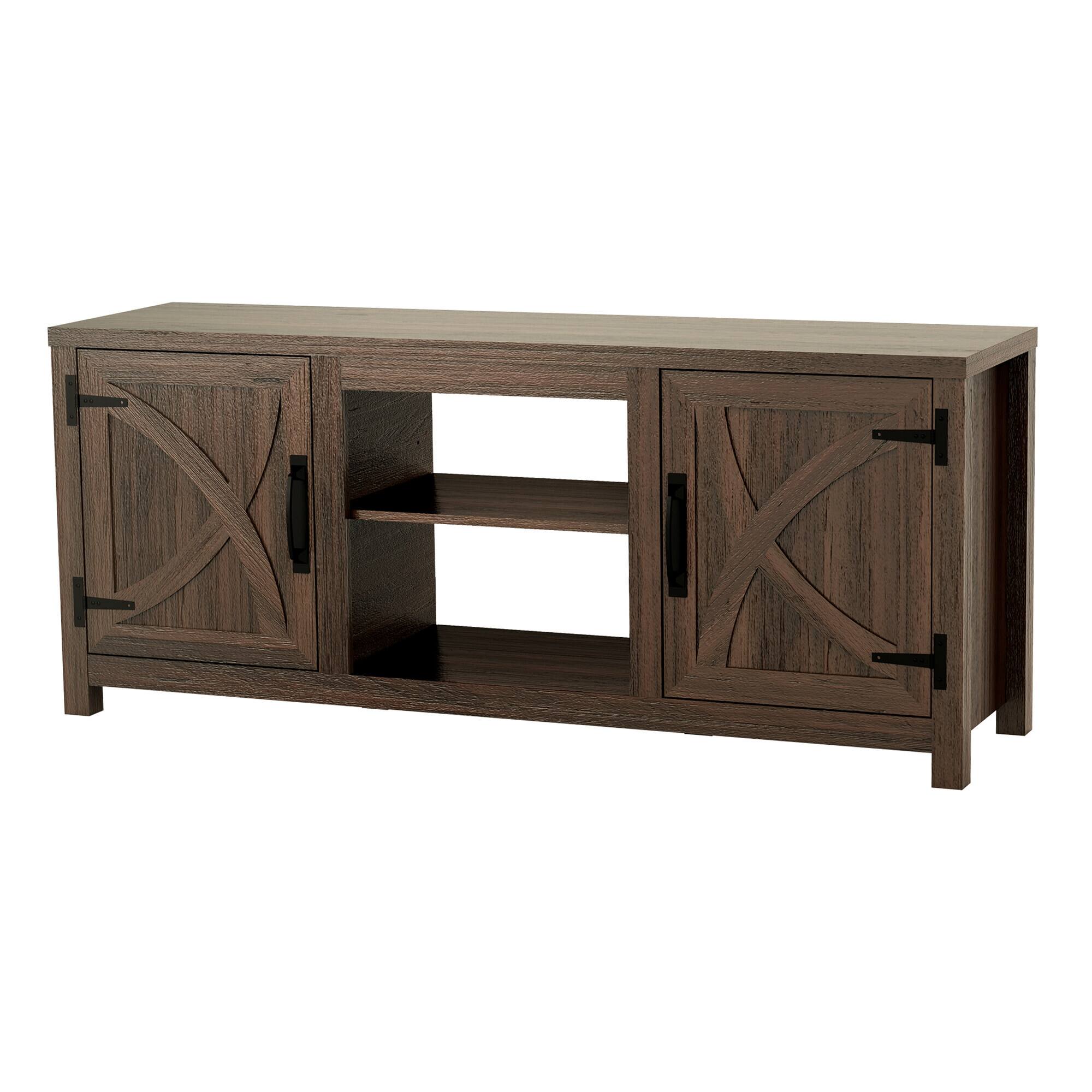 Alt View 7. Ihomeadore - 58" Modern Farmhouse TV Stand  Entertainment Center for TV up to 65" with Open Storage Shelves and Cabinets - Brown.