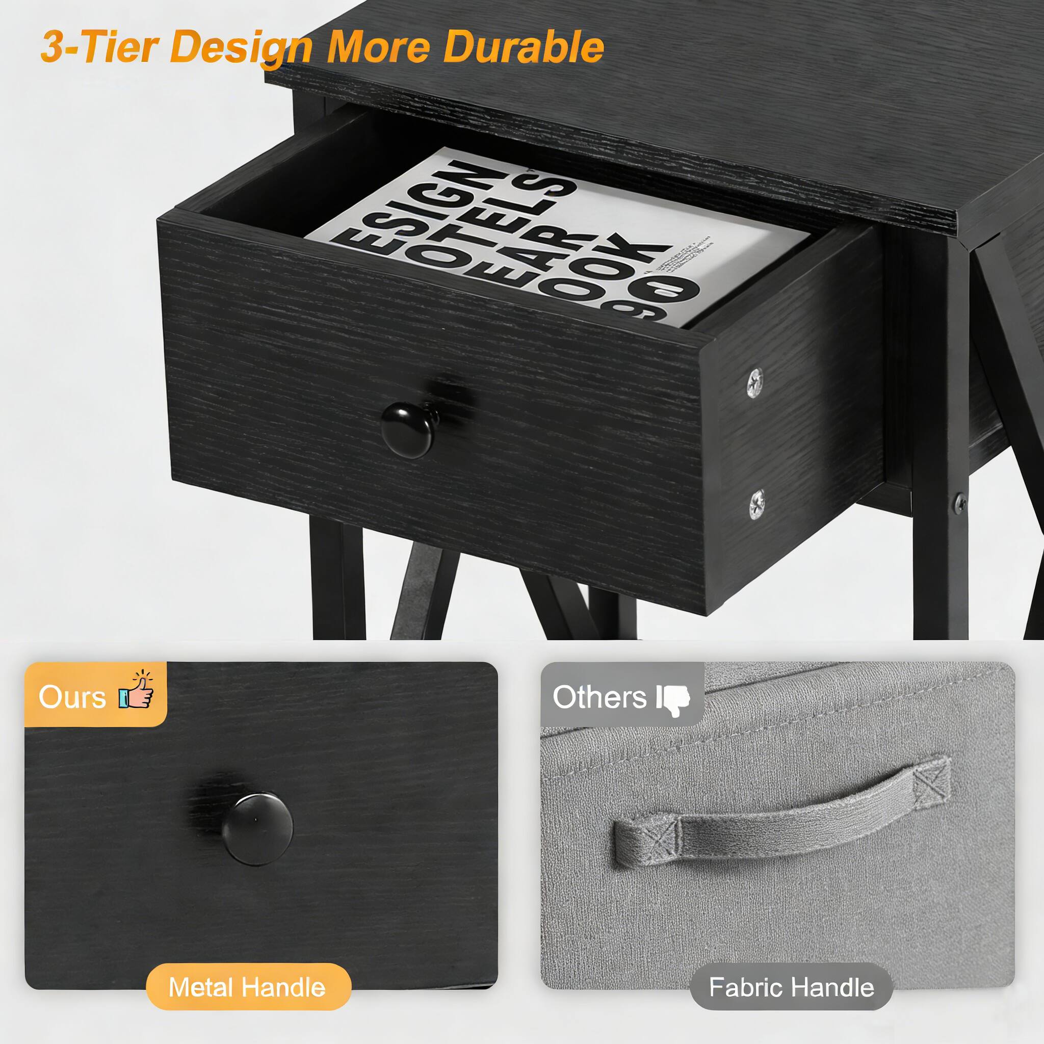 3-Tier Design More Durable

Ours
Metal Handle

Others
Fabric Handle