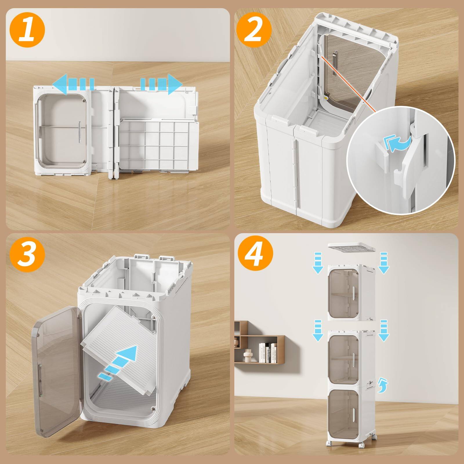 Alt View 3. Dazzling Pops - KHNR 4-Tiers Slim Bathroom Storage Cabinet, Foldable Storage Cabinets,Narrow Bathroom Storage,Movable Bathr... - White 3-Tiers.