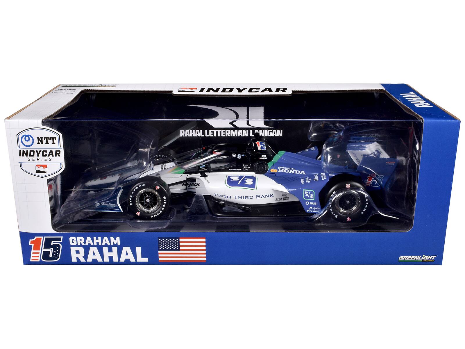 R | INDYCAR RAHAL LETTERMAN L NIGAN NTT INDYCAR SERIES  
- R HONDA  
- D MJACK  
- FIFTH THIRD BANK  
- HUB  
- FIPERSONE VIPESTERZ  
- D TiPe  
- GRAHAM 15 RAHAL  
- Letone RAMAL MT  
- GREENLIGHT  

15 GRAHAM RAHAL  
RAHAL LETTERMAN L NIGAN  
FIFTH THIRD BANK  
HONDA  
NTT INDYCAR SERIES  
GREENLIGHT