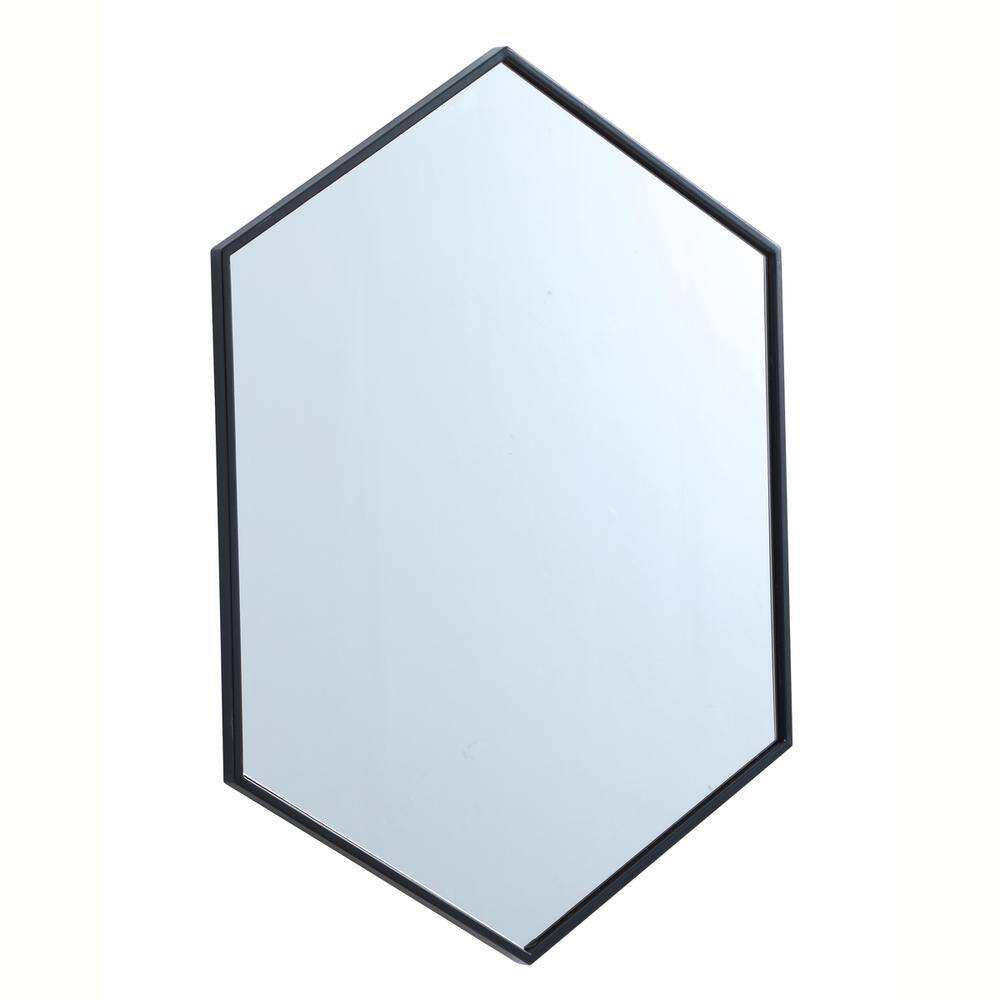 Alt View 2. Elegant Decor - Metal frame hexagon mirror 24 inch in Black - Black.