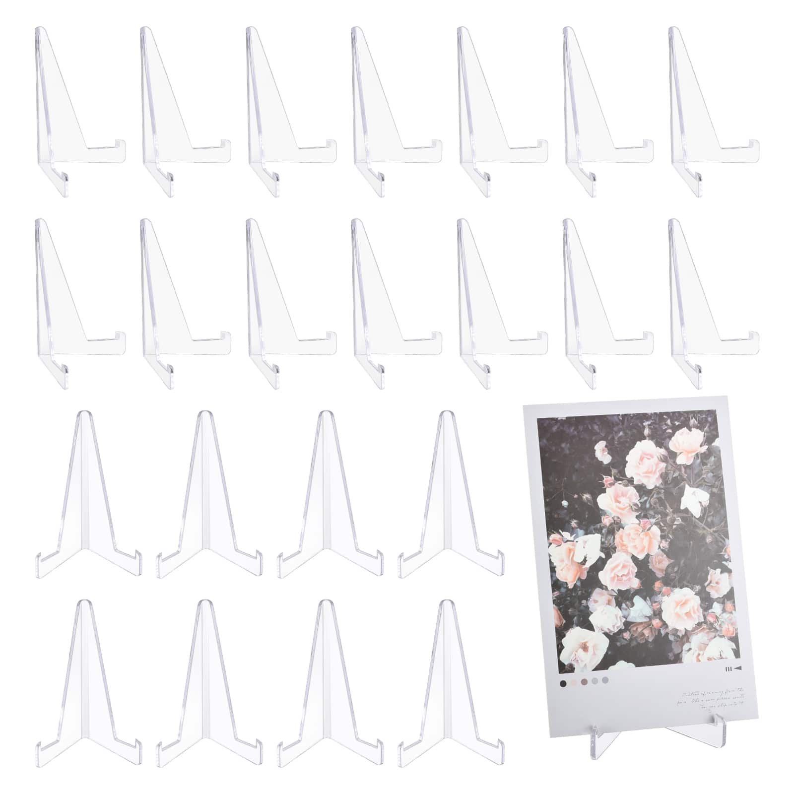 Unique Bargains - 20pcs Card Display Stand, 3.4" Clear Plastic Easel Stands Mini Picture Coin Display Easel Holder for Grade Card