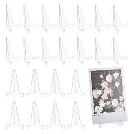 Unique Bargains - 20pcs Card Display Stand, 3.4" Clear Plastic Easel Stands Mini Picture Coin Display Easel Holder for Grade Card