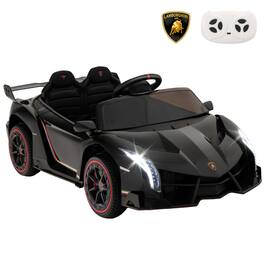 Costway - Licensed Lamborghini 4WD Kids Ride-on Sports Car 12V Battery Powered with 3 Speeds - Black