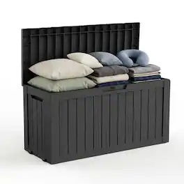 Yardgrace - 85 Gallon Outdoor Storage Box, Resin Waterproof UV-Resistant Deck Box, Reinforced Stability for Patio, Garden - Black