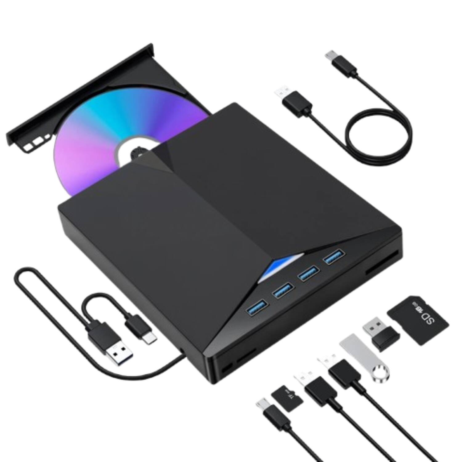 Front. Stock Preferred - Slim External CD DVD RW Drive USB 3.0 Writer Burner Player 7-in-1 Portable Optical Drive.