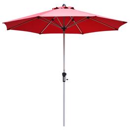 Costway - 9' Patio Market Umbrella Outdoor Table Aluminum Crank W/8 Ribs - Burgundy