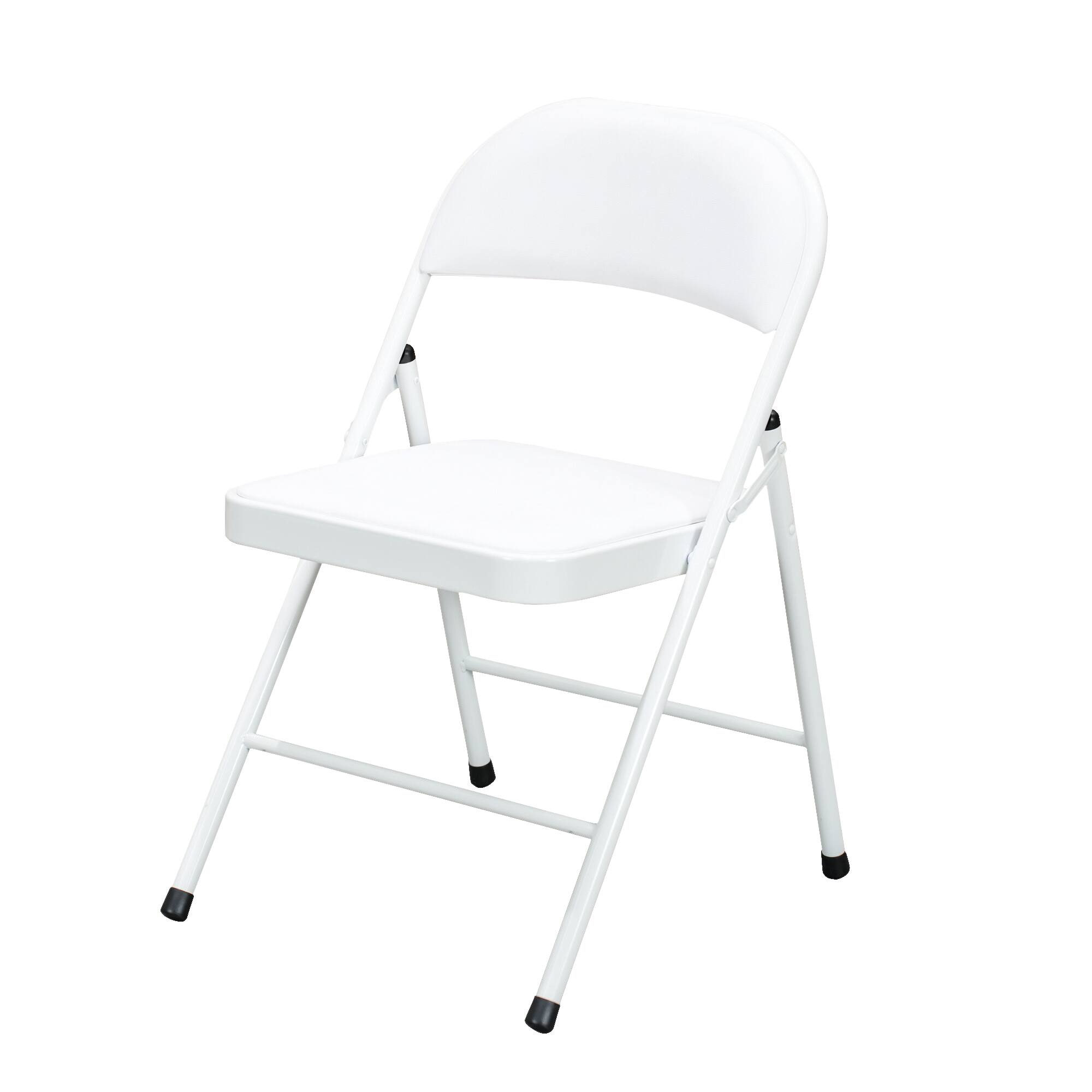 Front. Yardgrace - Folding Chairs 8 Pack, Indoor Outdoor Portable Stackable Commercial Metal Chairs, Seating for Wedding, Party, Camping - White.