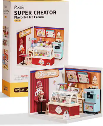 Rolife
SUPER CREATOR
Flavorful Ice Cream
DW018B
Ro-cream
BROWNIE
WARNING
CHOKING HAZARD - SMALL PARTS
NOT FOR CHILDREN UNDER 14+
DIY | 14+ | LE
SUPER CREATOR
Flavorful Ice Cream
Ro-cream
BROWNIE
MENU
- Chocolate Ice Cream
- Strawberry Ice Cream
- Rocky Road Ice Cream
ICE CREAM
BROWNIE
Ro-cream