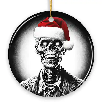 Front. OrnamentallyYou - Ghastly Undead Zombie with Santa Hat Ornament Eerie Christmas Gift for Horror Lovers - Multi-colored.