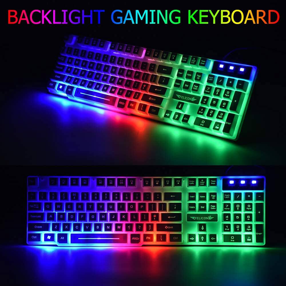 BACKLIGHT GAMING KEYBOARD

Q W E R T Y U I O P
A S D F G H J K L
Z X C V B N M

1 2 3 4 5 6 7 8 9 0

F1 F2 F3 F4 F5 F6 F7 F8 F9 F10 F11 F12

Insert Home Page Up Delete End Page Down

Ctrl Fn Alt Spacebar

FELICON

Ctrl Fn Alt