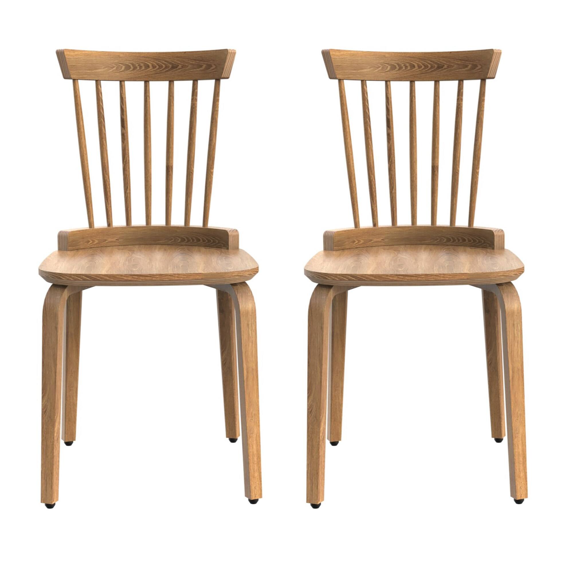 Angle. Lirago - 19 Inch Farmhouse Wooden Dining Chairs Set of 2 Windsor Design Solid Wood Slat Back Spindle Back - Walnut.