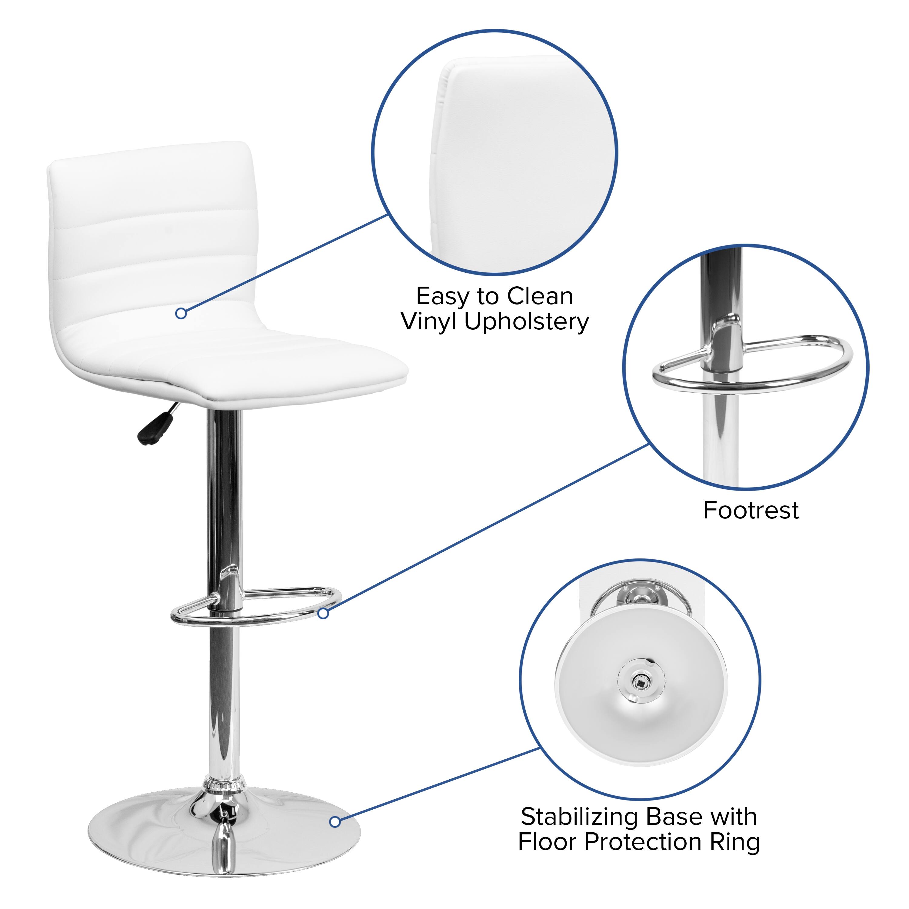 Easy to Clean Vinyl Upholstery  
Footrest  
Stabilizing Base with Floor Protection Ring