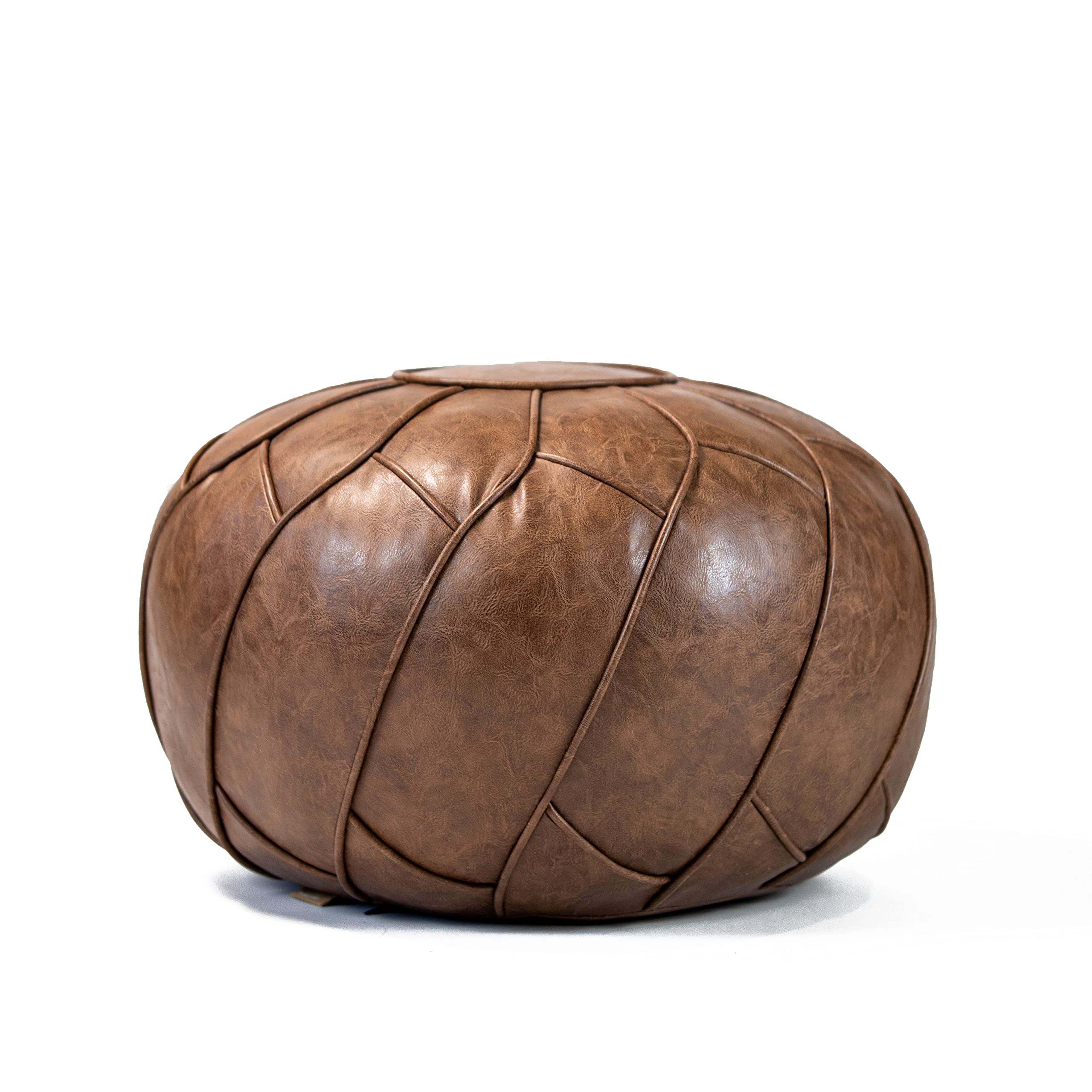 JETRANSPORT - Pouf Ottoman Pumpkin Color MODERN POUF OTTOMAN:Mid-century vibe Moroccan pouf that meshes perfectly - Mocha Round