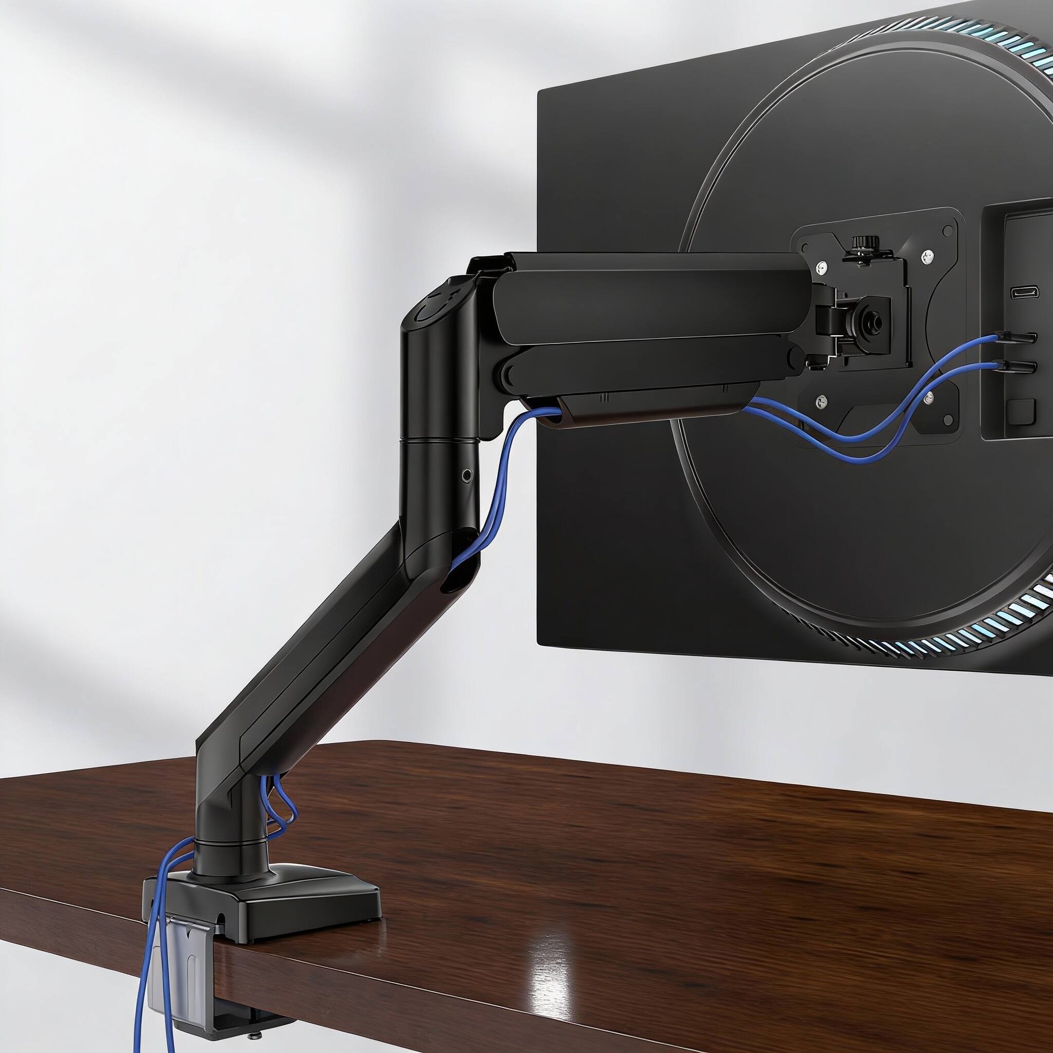 Alt View 3. Frangdom - Gas Spring Adjustable Computer Monitor Stand - Black XL-Standard Triple Arms 20x14 inch.