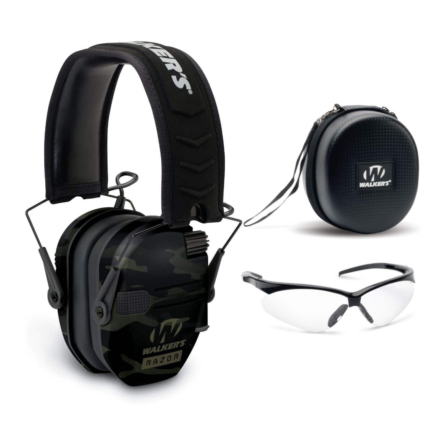Walkers - Razor Slim Electronic Muff (Gray Camo) with Case and Shooting Glasses - Camouflage price history on PriceWatchPro