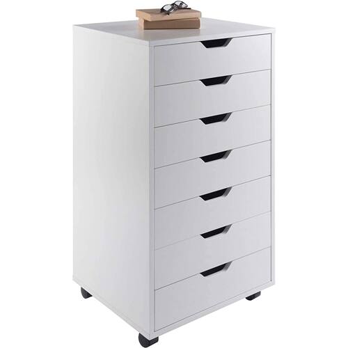 Alt View 1. SlickBlue - Scandinavian 7-Drawer Tall Storage Chest for Home and Office - White.