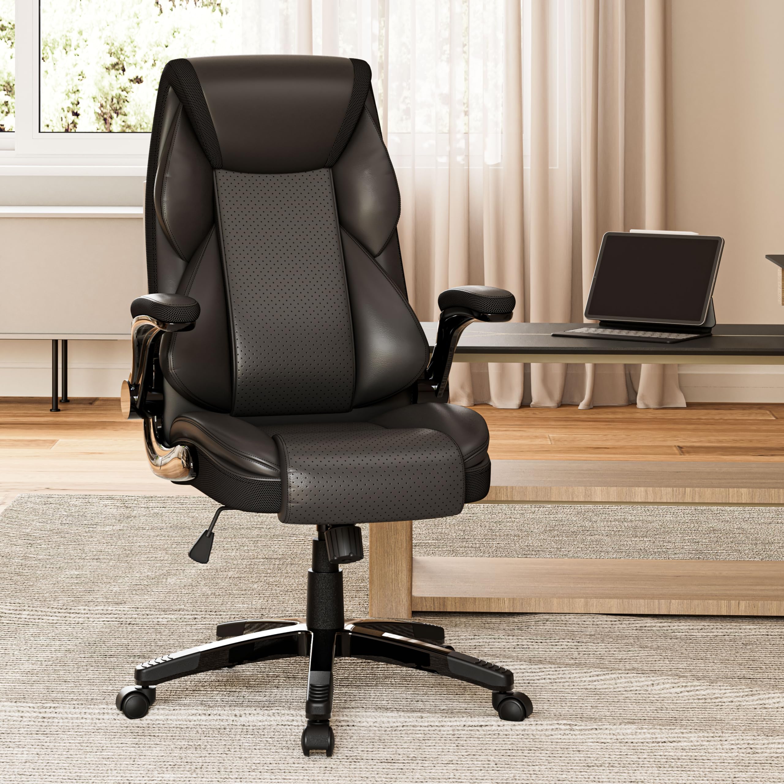 Alt View 4. Eureka Ergonomic - Ergonomic Home Office Chair Executive Chair PU Leather High Back - Black.