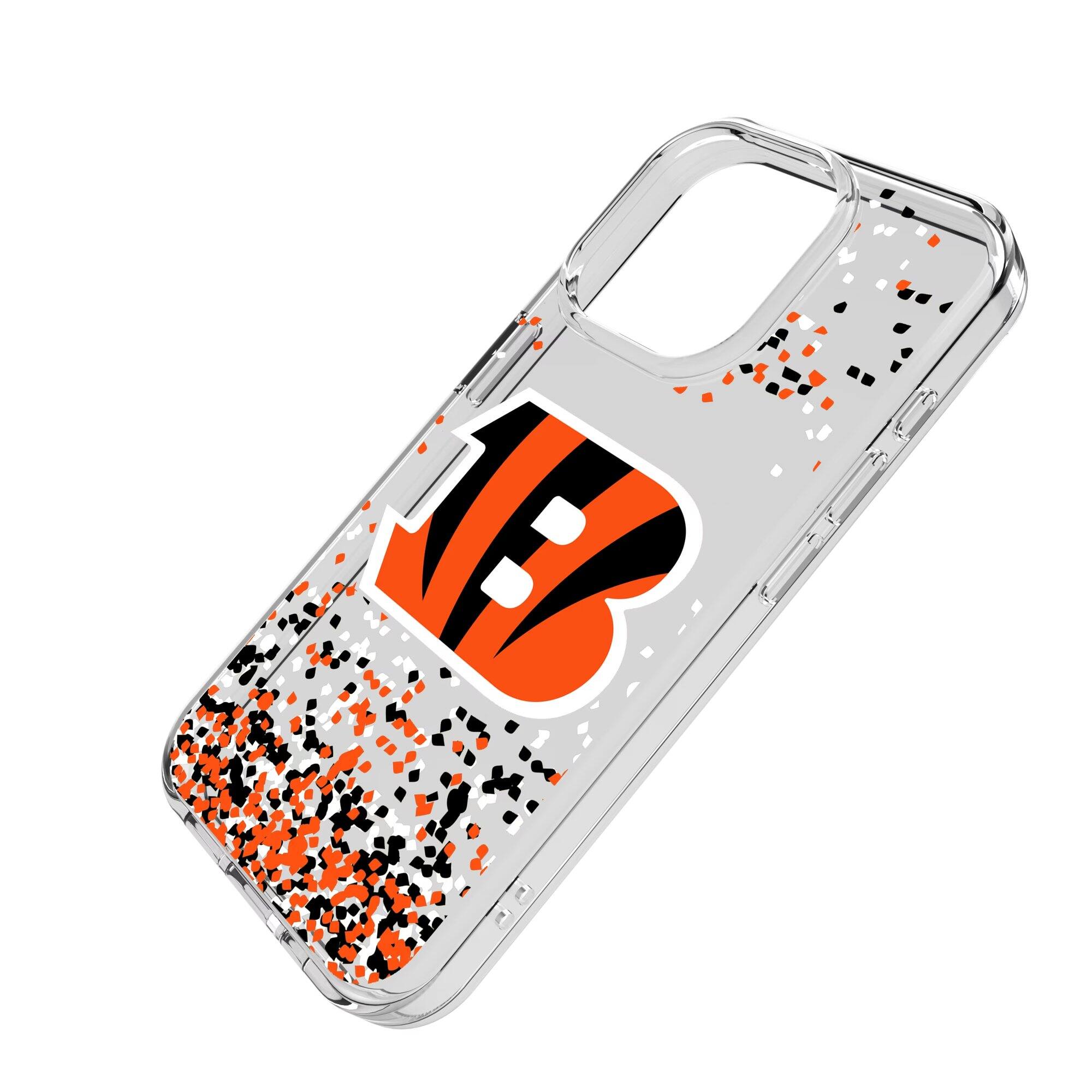 Alt View 1. Keyscaper - Cincinnati Bengals iPhone Clear Case with Confetti Design - 14 - Multicolor.