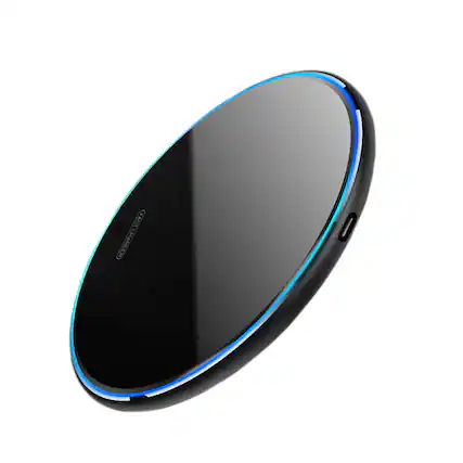 Front. Cluzine - 15W Ultra-Thin Round Metal Wireless Fast Charger with Mirror Surface.