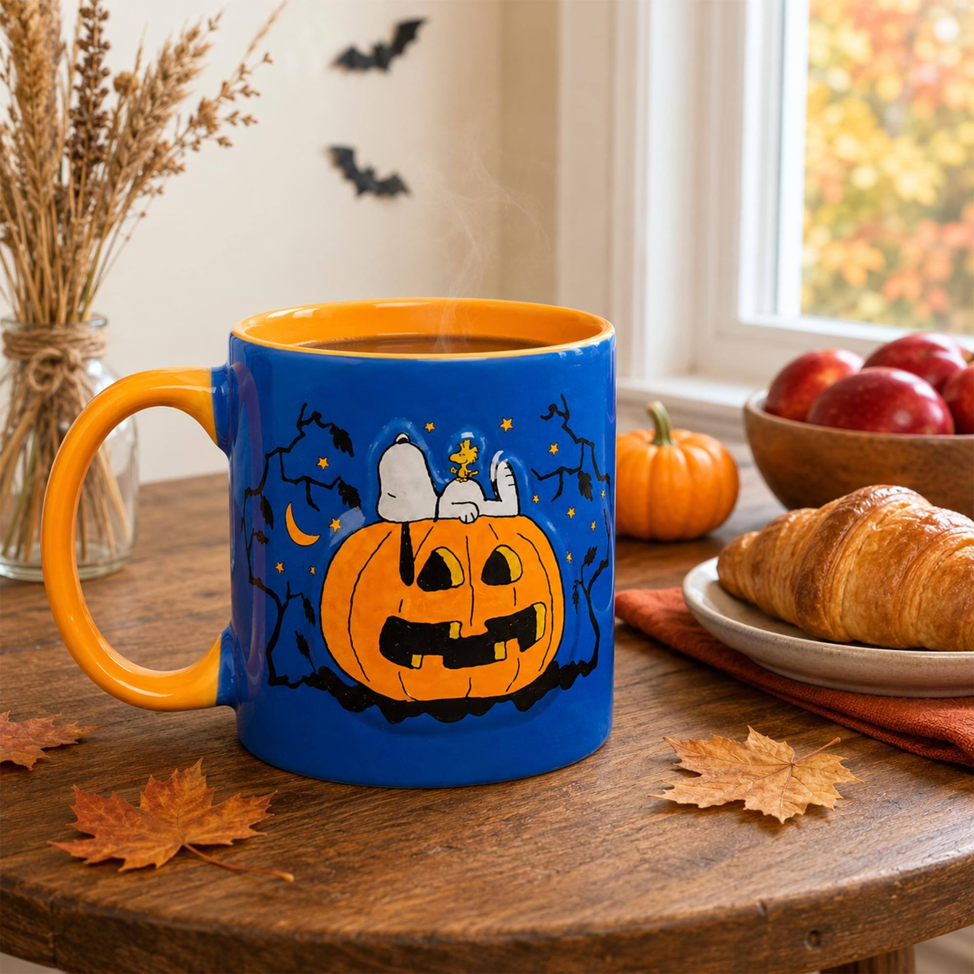 Alt View 2. ICUP - Peanuts Snoopy Pumpkin Embossed 18 Ounce Ceramic Mug - Blue.