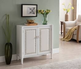 Kings Brand Furniture - 2 Door Entryway Console Table Accent Cabinet - White