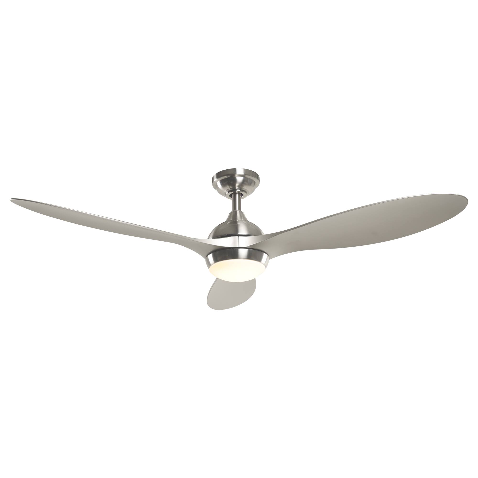 Alt View 2. Parrot Uncle - 56 in. Integrated LED Brushed Nickel Downrod Mount Ceiling Fan with Light and Remote - Brushed Nickel.