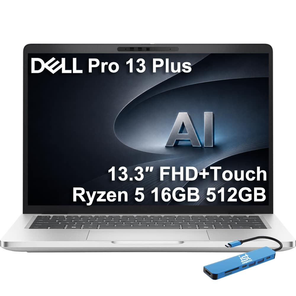 Dell - Pro 13 Plus 13" FHD+ Touchscreen Laptop - AI PC - AMD Ryzen AI 5 Pro 340 2025 - 16GB Memory - 512GB SSD - Windows 11 Pro - Platimun