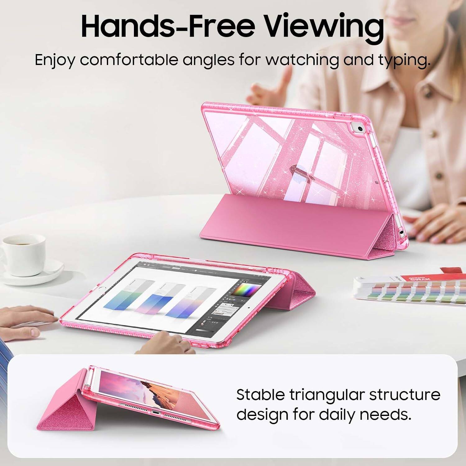 Hands-Free Viewing  
Enjoy comfortable angles for watching and typing.  

Stable triangular structure design for daily needs.