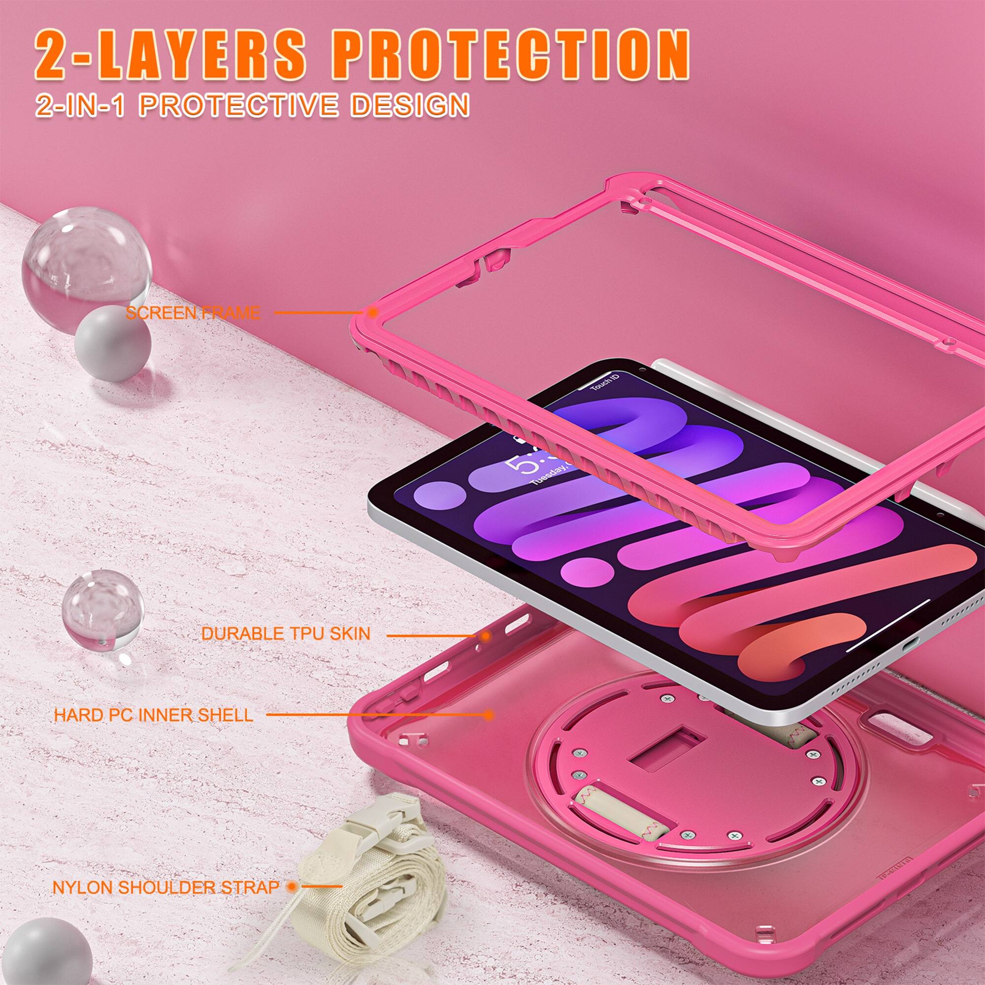 2-LAYERS PROTECTION  
2-IN-1 PROTECTIVE DESIGN  
SCREEN FRAME  
DURABLE TPU SKIN  
HARD PC INNER SHELL  
NYLON SHOULDER STRAP