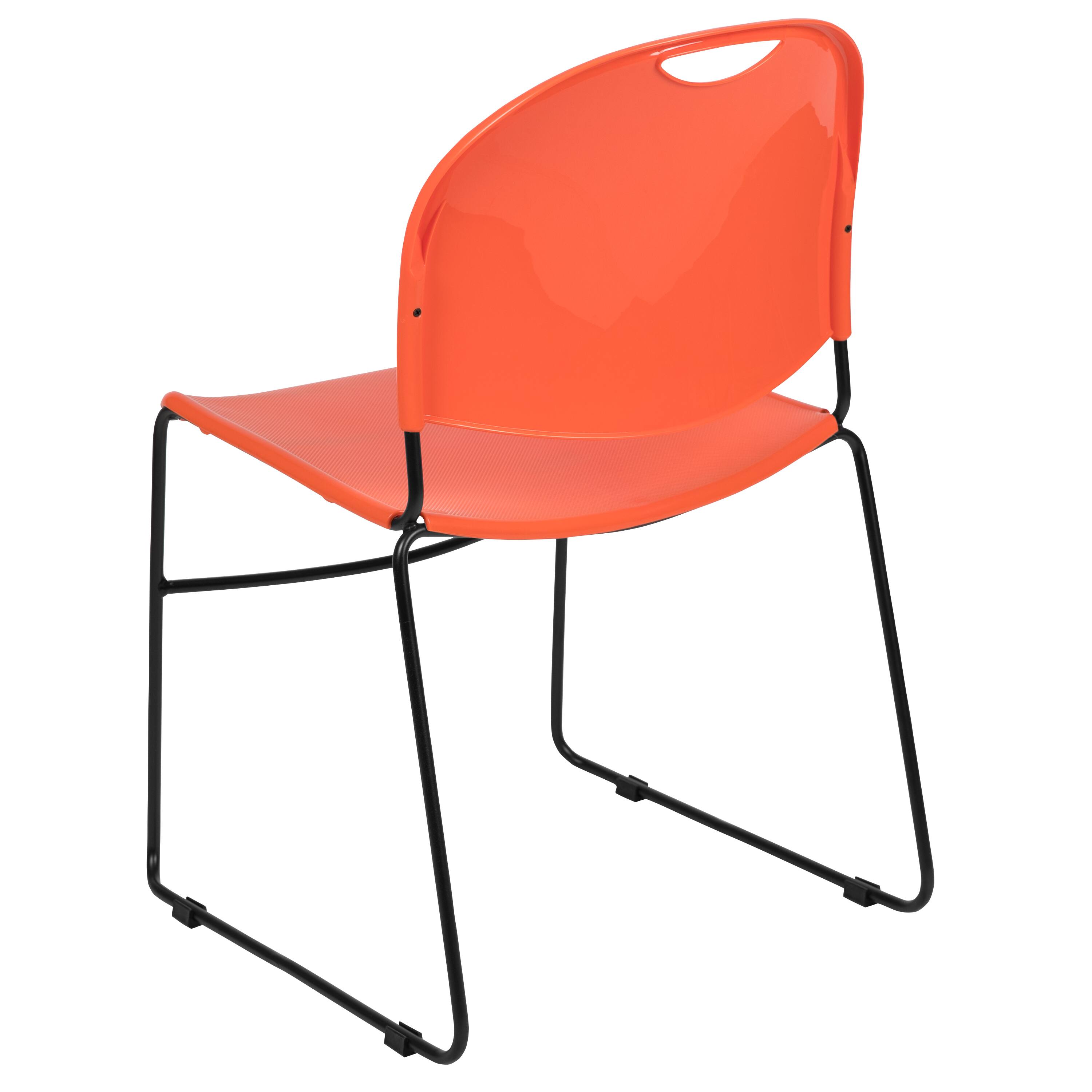 Alt View 5. Emma + Oliver - Ultra-Compact School Stack Chair - Office Guest Chair/Student Chair - Orange Plastic/Black Frame.