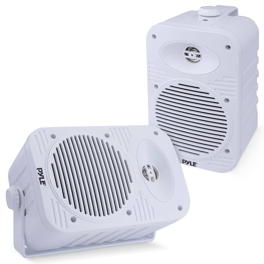 Pyle - 5.25" Indoor/Outdoor Weatherproof Speakers, Pair, 500W 2-Way Wall Mount Speakers - White
