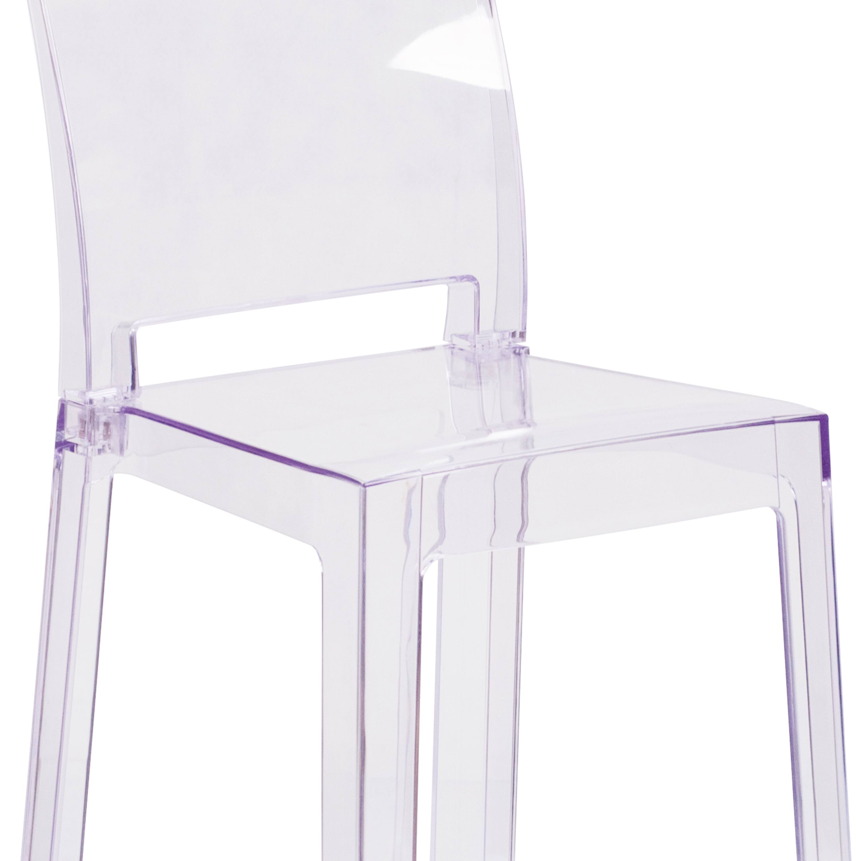Alt View 9. Emma + Oliver - Ghost Counter Stool in Transparent Crystal with Square Back - Transparent Crystal.