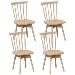 Gymax - Dining Chairs Set of 4 Mid Century Rubber Wood Kitchen Chairs w/ Swivel Seat Natural - Yellow