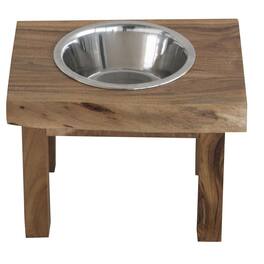 AmeriHome - Acacia Wood Live Edge Single Bowl Pet Feeder Stand - Brown