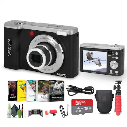 MINOLTA 20N ZOOM
MINOLTA LENS 5x DIS
56.0 MEGA PIXELS
140.0 1:3.9-6.3
MNB5Z
MINOLTA
MINOLTA ZOOM LENS 5x DIS
140.0 1:3.9-6.3
MNB5Z
56.0 MEGA PIXELS
SanDisk Ultra
64 GB
A1
PaintShop Pro
VideoStudio
Painter essentials
AfterShot Pro
DIGITAL CAMERA CLEANER
ULTRA
CABLE
TRAVEL CASE
SELFIE STICK